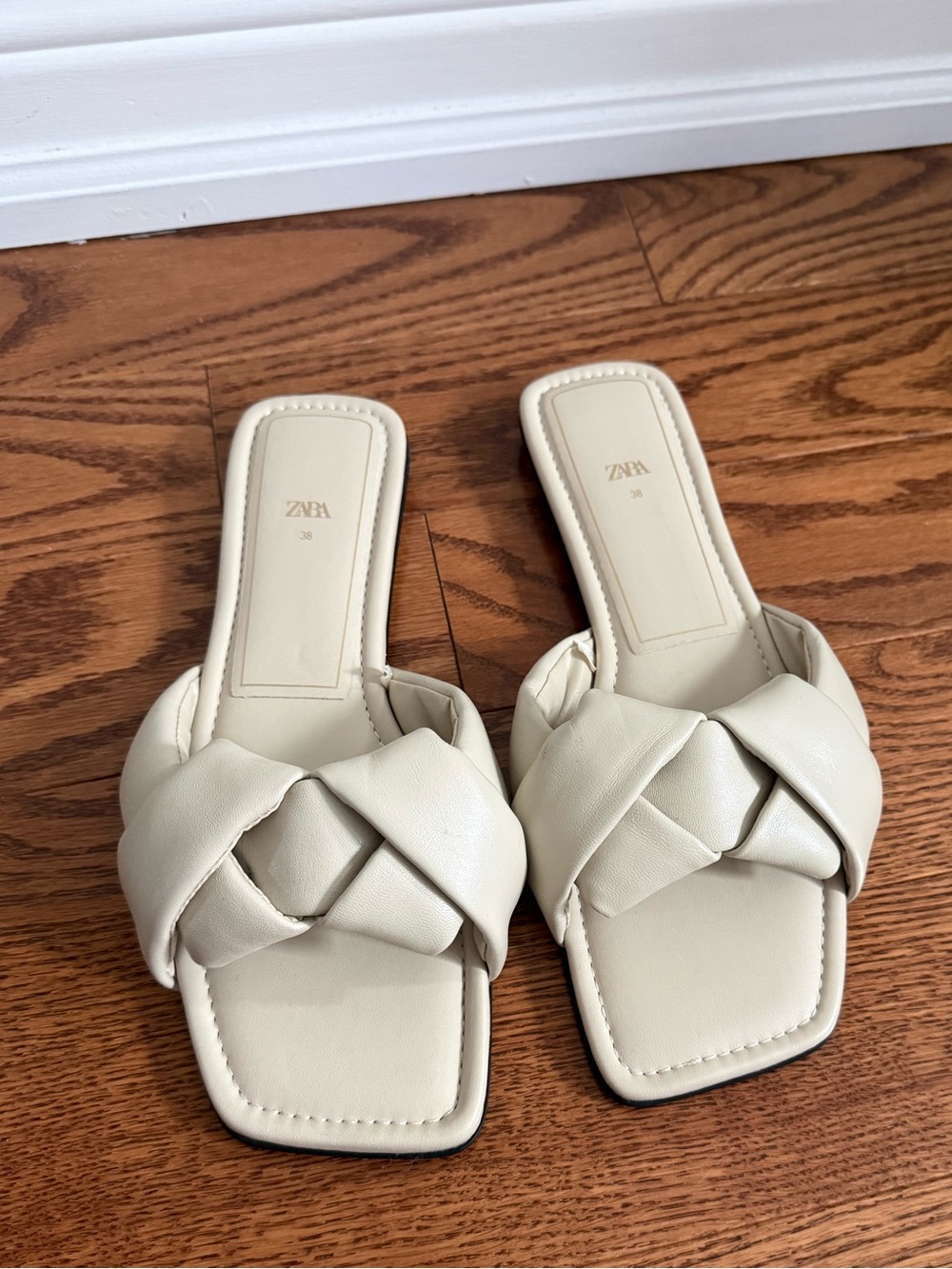 ZARA Cream Braided Slide Sandals